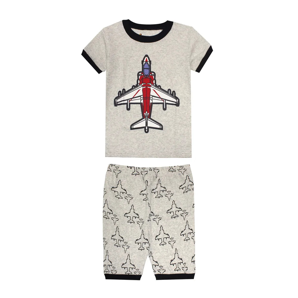 Boys Grey Fighter Jet 2pc Pyjama Sorts Set 18mth-8yrs 10202085 - Snuggle Time