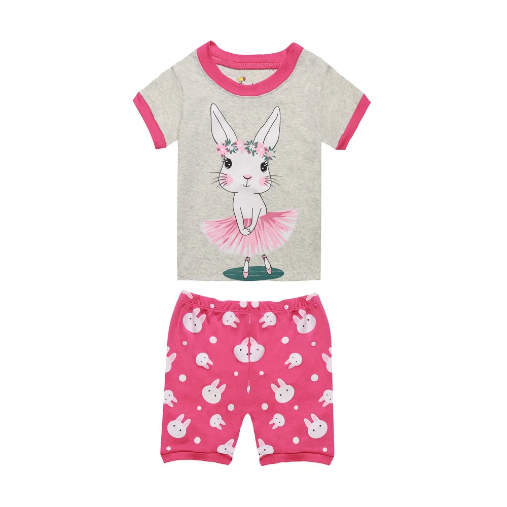 Girls Pink/Grey Ballerina Rabbit 2pc Pyjama Shorts Set 18mth-8yrs 10202098 - Snuggle Time
