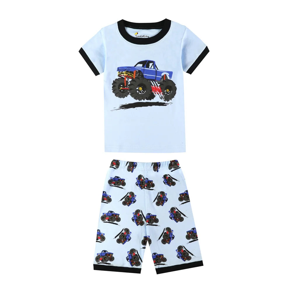 Boys Blue Monster Truck 2pc Pyjama Shorts Set 18mth-8yrs 10202084 - Snuggle Time