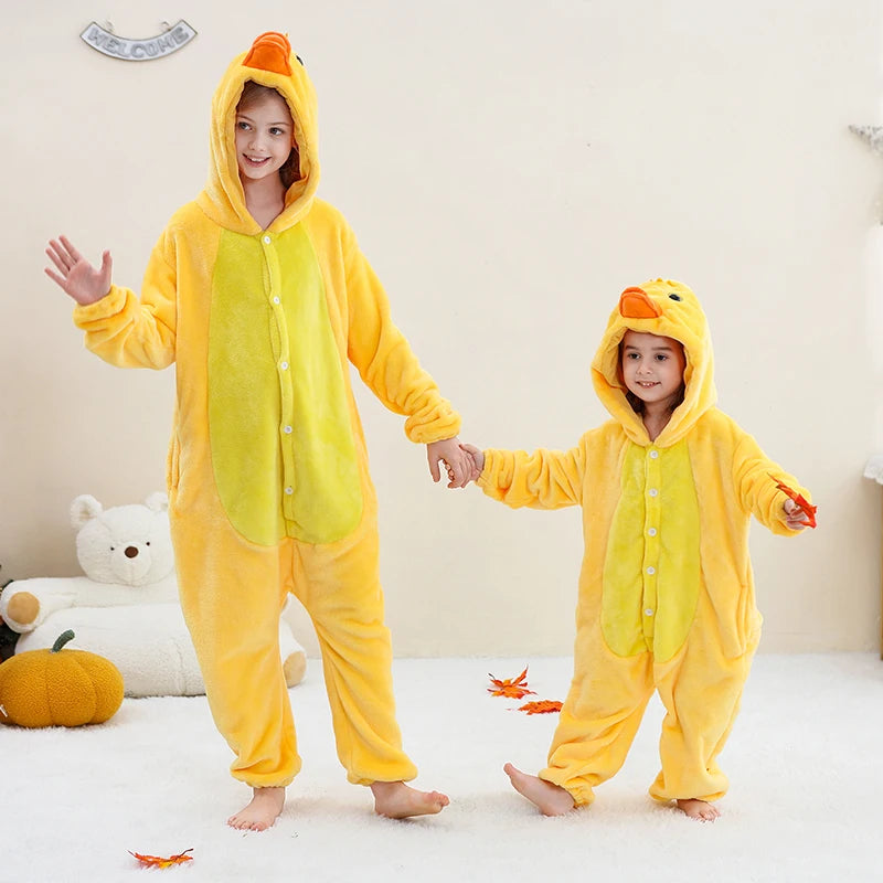 Kids Thick Hooded Yellow Duck Onesie 2-11yrs 10205135 - Snuggle Time