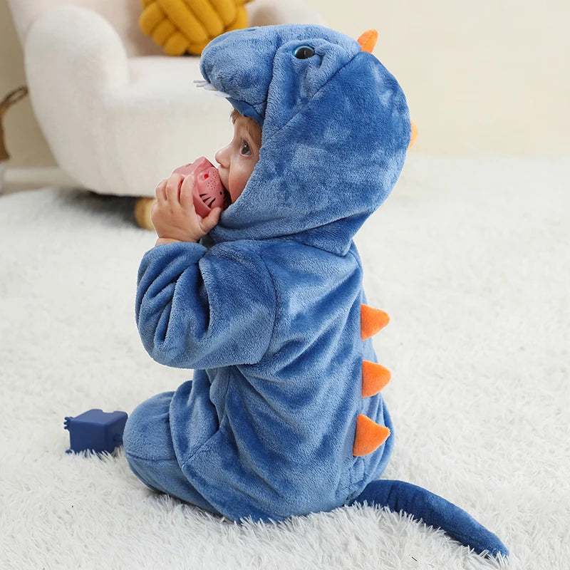 Babies Green or Blue Hooded Dinosaur Onesie 2-36mth 10205124 - Snuggle Time