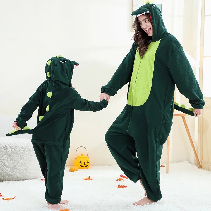 Family Dress-up Dark or Light Green Dinosaur Thick Onesie 3yrs- XL Adult 10205154 - Snuggle Time