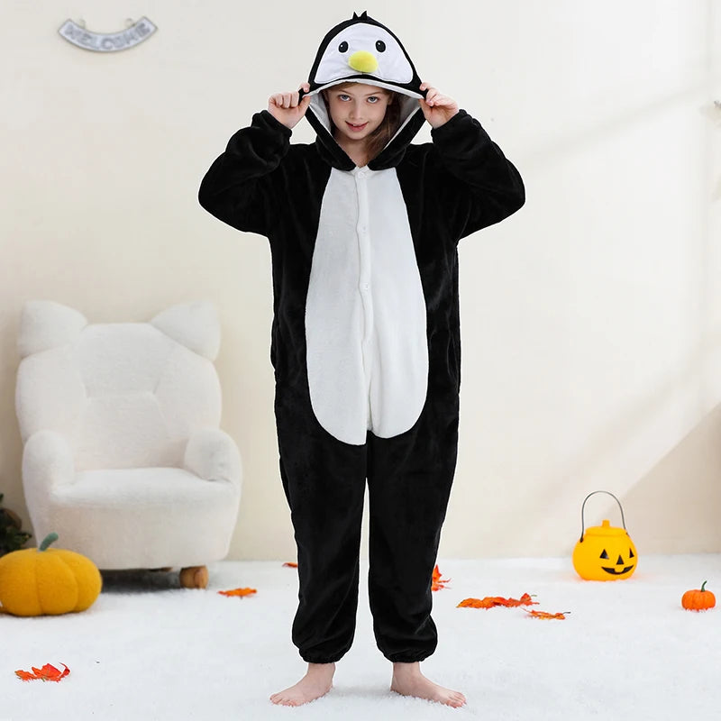 Kids Thick Hooded Penguin Onesie 2-11yrs 10205137 - Snuggle Time