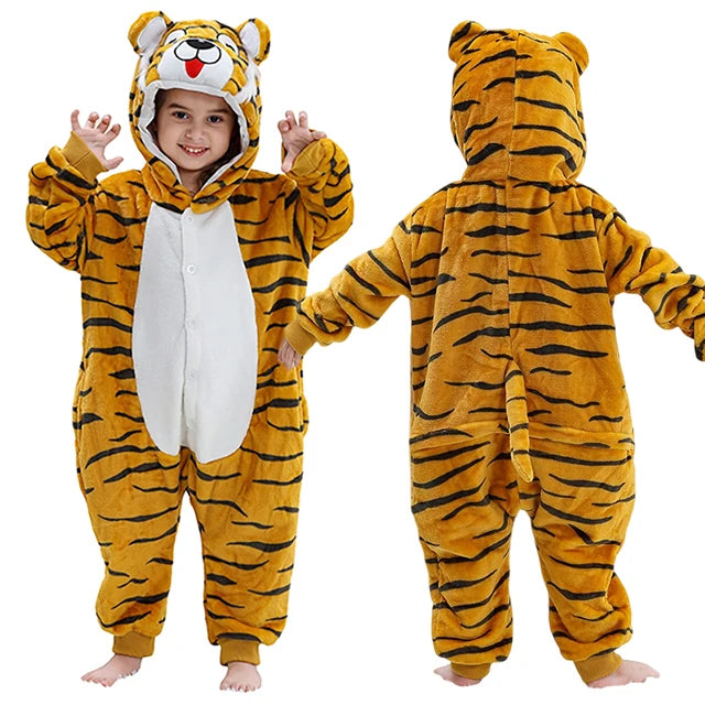 Kids Thick Hooded Tiger Onesie 2-11yrs 10205143 - Snuggle Time