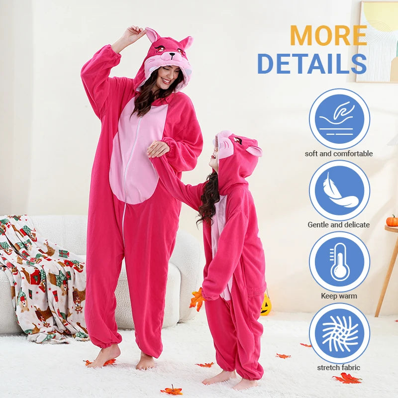 Family Dress-up Pink Fox Thick Onesie 3yrs-XL Adult 10205156 - Snuggle Time