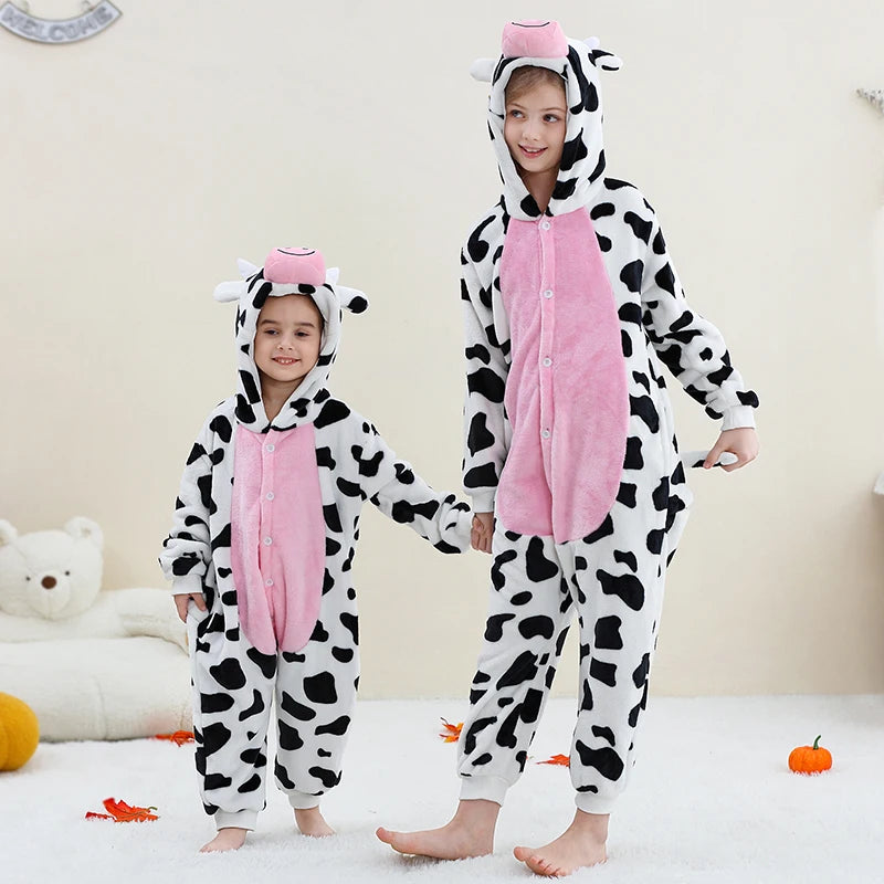 Kids Thick Hooded Cow Onesie 2-11yrs 10205136 - Snuggle Time