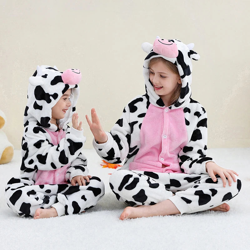 Kids Thick Hooded Cow Onesie 2-11yrs 10205136 - Snuggle Time