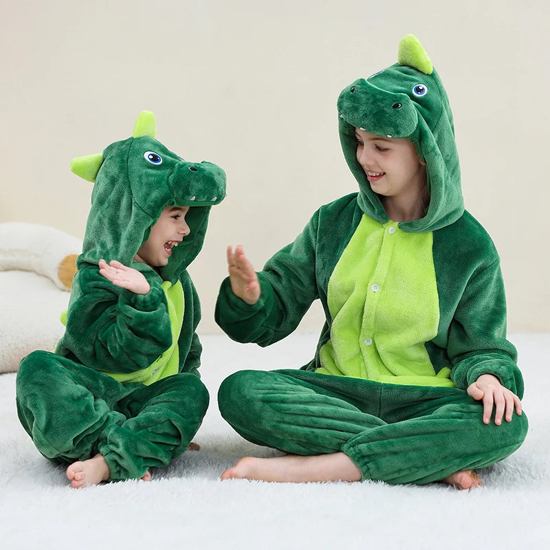 Kids Thick Hooded Dinosaur Onesie 2-11yrs 10205134 - Snuggle Time