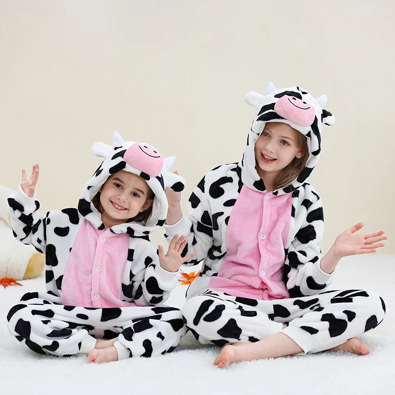 Kids Thick Hooded Cow Onesie 2-11yrs 10205136 - Snuggle Time