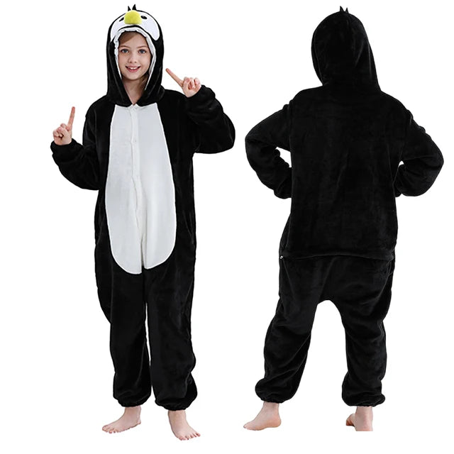 Kids Thick Hooded Penguin Onesie 2-11yrs 10205137 - Snuggle Time