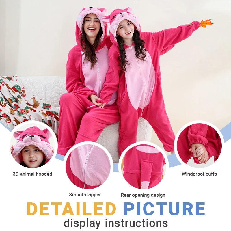 Family Dress-up Pink Fox Thick Onesie 3yrs-XL Adult 10205156 - Snuggle Time
