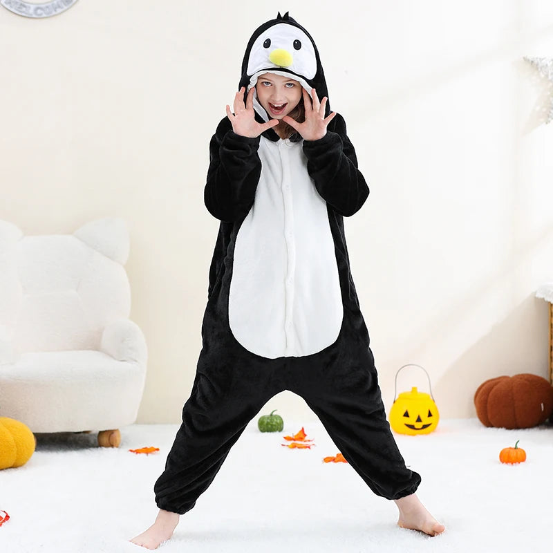 Kids Thick Hooded Penguin Onesie 2-11yrs 10205137 - Snuggle Time
