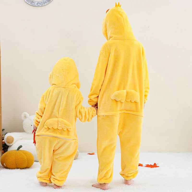 Kids Thick Hooded Yellow Duck Onesie 2-11yrs 10205135 - Snuggle Time