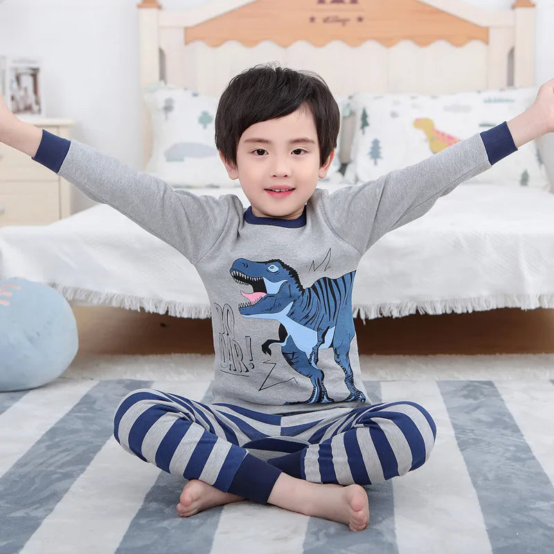 Boys 2pc Blue/Grey T-Rex Dinosaur Pyjamas 3-12yrs 10202075 - Snuggle Time
