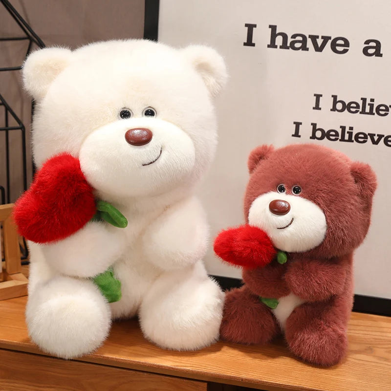 25/35/45cm Plush Teddy Bear with Heart Rose 3 Colours 11201055 - Snuggle Time