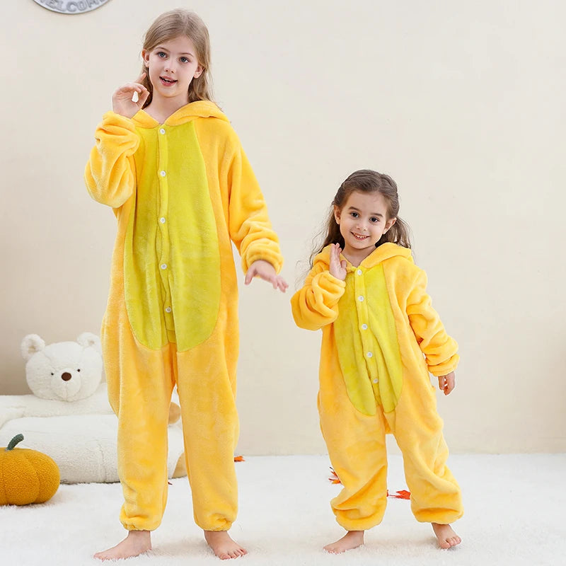 Kids Thick Hooded Yellow Duck Onesie 2-11yrs 10205135 - Snuggle Time