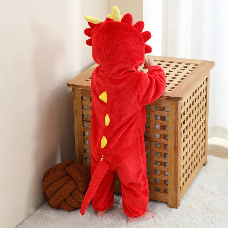 Babies Red Dragon Hooded Onesie 2-36mth 10205125 - Snuggle Time