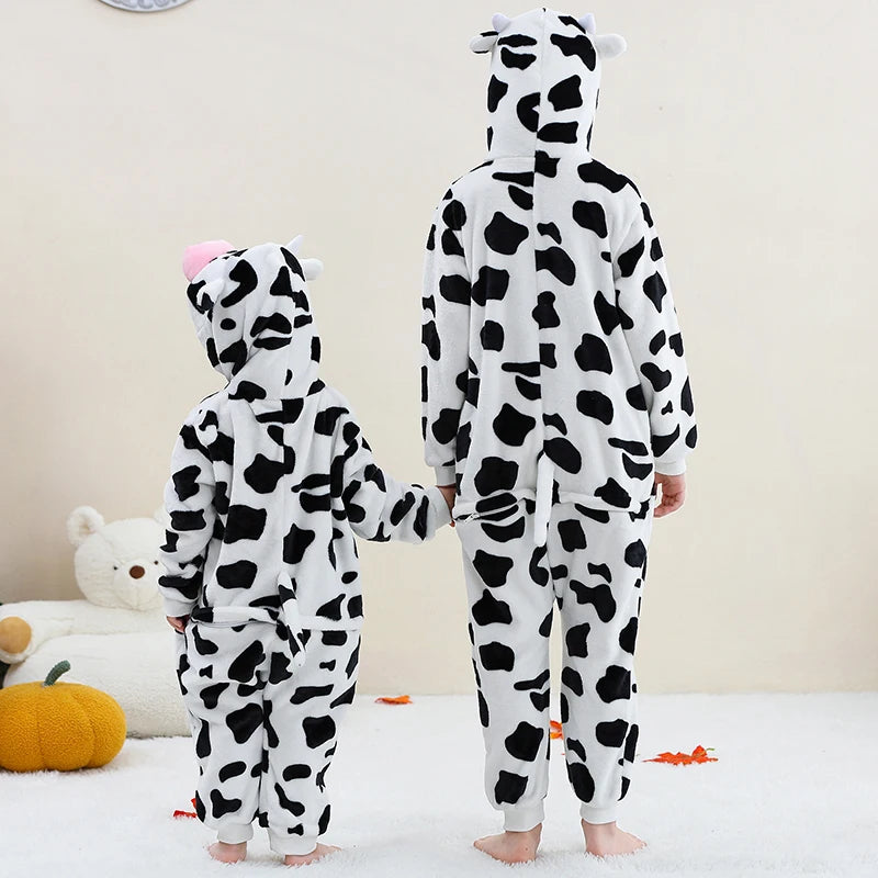 Kids Thick Hooded Cow Onesie 2-11yrs 10205136 - Snuggle Time