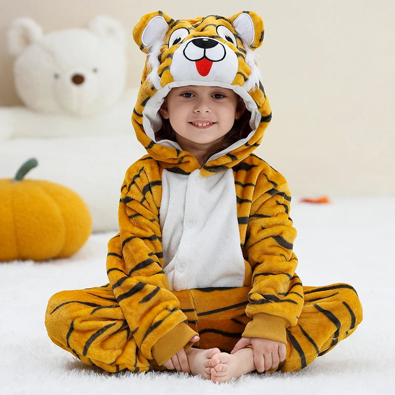 Kids Thick Hooded Tiger Onesie 2-11yrs 10205143 - Snuggle Time