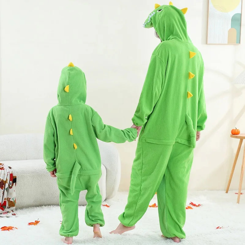 Family Dress-up Dark or Light Green Dinosaur Thick Onesie 3yrs- XL Adult 10205154 - Snuggle Time