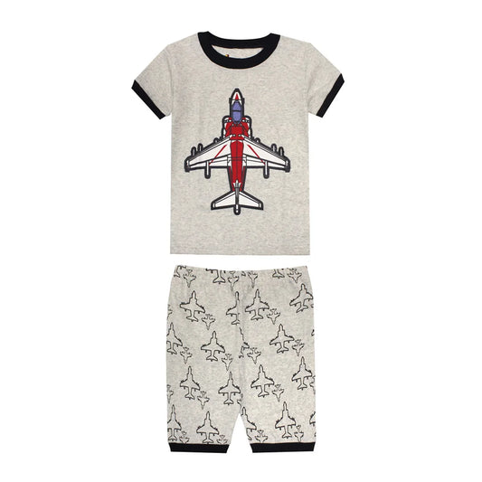 Boys Grey Fighter Jet 2pc Pyjama Sorts Set 18mth-8yrs 10202085 - Snuggle Time