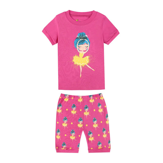 Girls Pink Ballerina 2pc Pyjama Shorts Set 18mth-8yrs 10202091 - Snuggle Time
