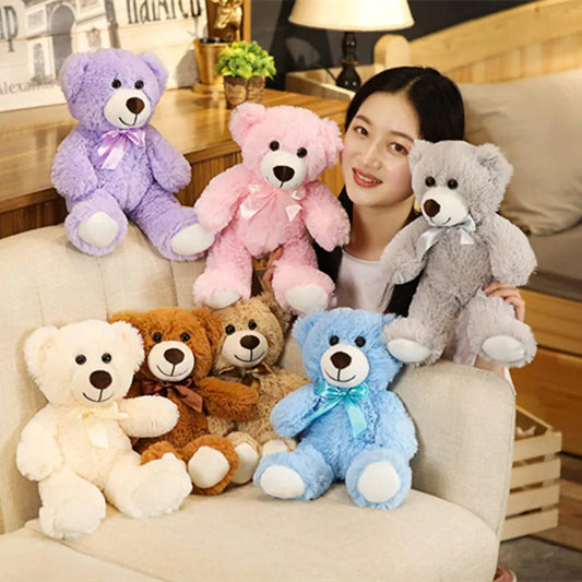 35cm Plush Teddy Bear with Bow Tie 7 Colours Available 11201001 - Snuggle Time