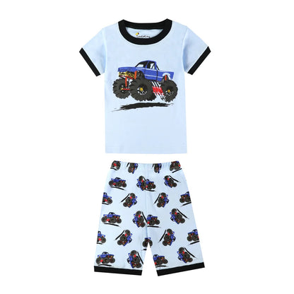 Boys Blue Monster Truck 2pc Pyjama Shorts Set 18mth-8yrs 10202084 - Snuggle Time