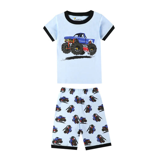 Boys Blue Monster Truck 2pc Pyjama Shorts Set 18mth-8yrs 10202084 - Snuggle Time