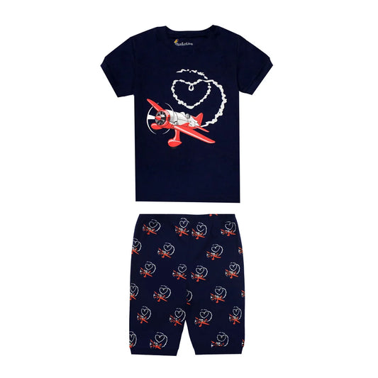 Boys Plane Design 2pc Pyjama Shorts Set 18mth-8yrs 10202090 - Snuggle Time