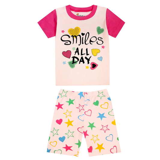Girls Smiles All Day 2pc Pyjama Shorts Set 18mth-8yrs 10202079 - Snuggle Time