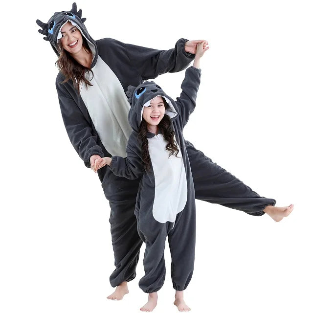 Family Dress-up Red or Black Dragon Thick Onesie 3yrs-XL Adult 10205152 - Snuggle Time