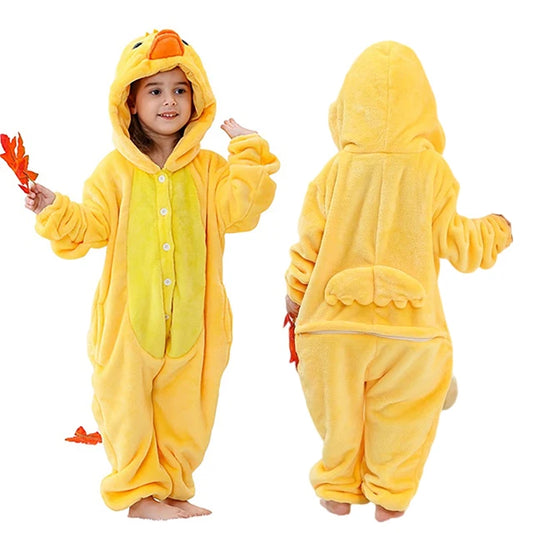 Kids Thick Hooded Yellow Duck Onesie 2-11yrs 10205135 - Snuggle Time