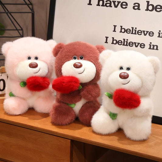 25/35/45cm Plush Teddy Bear with Heart Rose 3 Colours 11201055 - Snuggle Time