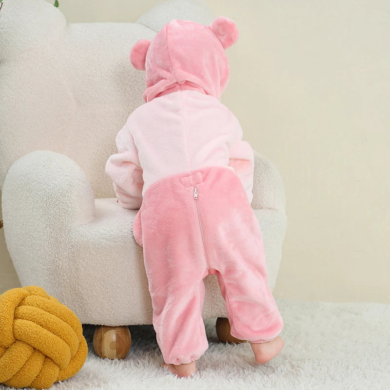 Babies Pink Bear Hooded Onesie 2-36mth 10205127 - Snuggle Time