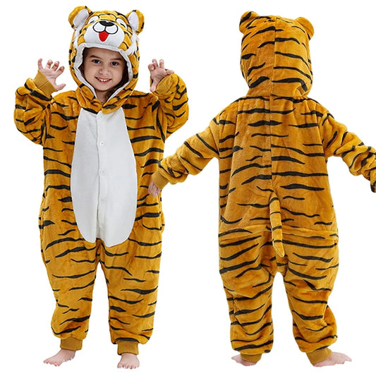 Kids Thick Hooded Tiger Onesie 2-11yrs 10205143 - Snuggle Time