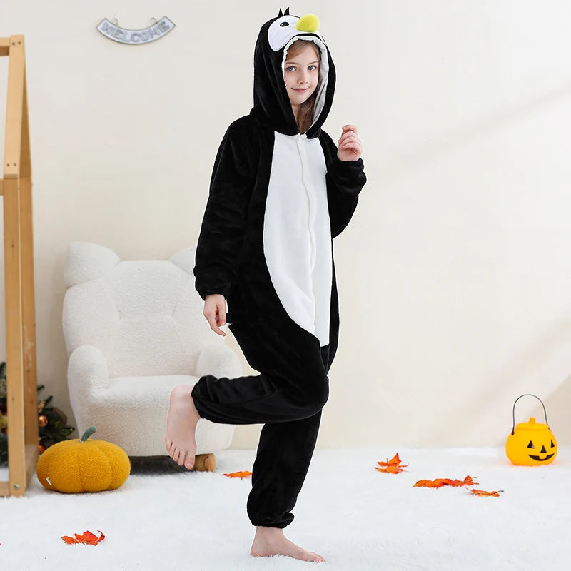 Kids Thick Hooded Penguin Onesie 2-11yrs 10205137 - Snuggle Time