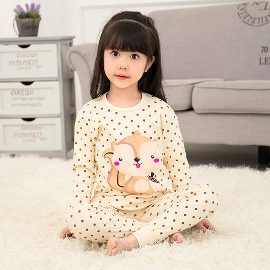 Girls 2pc Polka Dot Squirrel Pyjamas 3-12yrs 10202072 - Snuggle Time