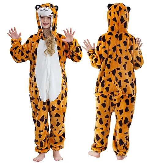 Kids Thick Hooded Leopard Onesie 2-11yrs 10205139 - Snuggle Time