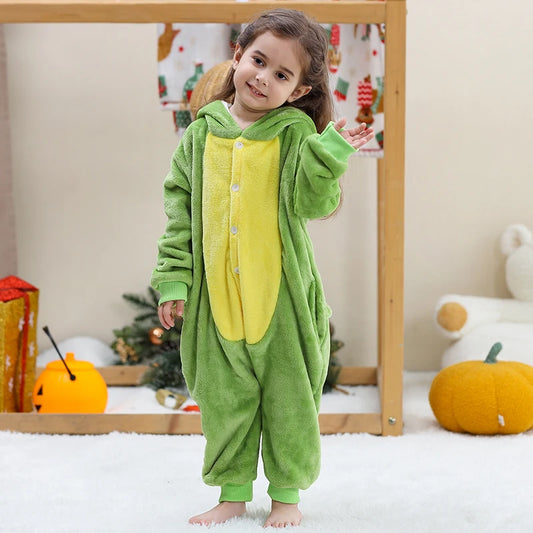 Kids Thick Hooded Green Monster Onesie 2-11yrs 10205141 - Snuggle Time