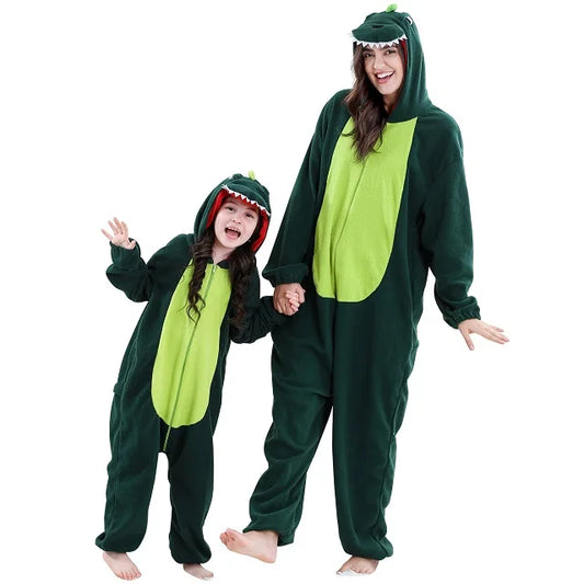 Family Dress-up Dark or Light Green Dinosaur Thick Onesie 3yrs- XL Adult 10205154 - Snuggle Time