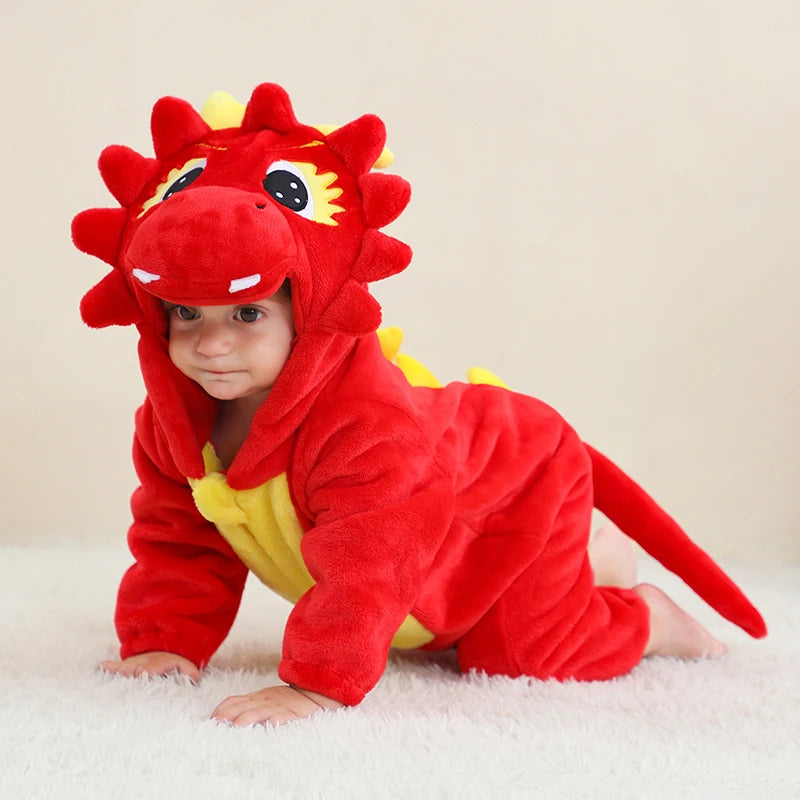 Babies Red Dragon Hooded Onesie 2-36mth 10205125 - Snuggle Time
