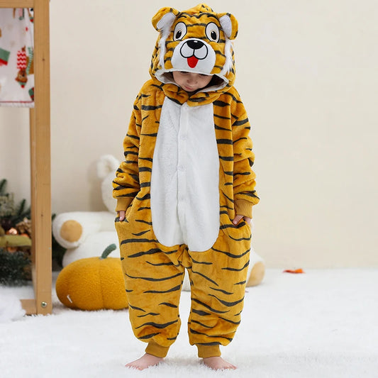 Kids Thick Hooded Tiger Onesie 2-11yrs 10205143 - Snuggle Time
