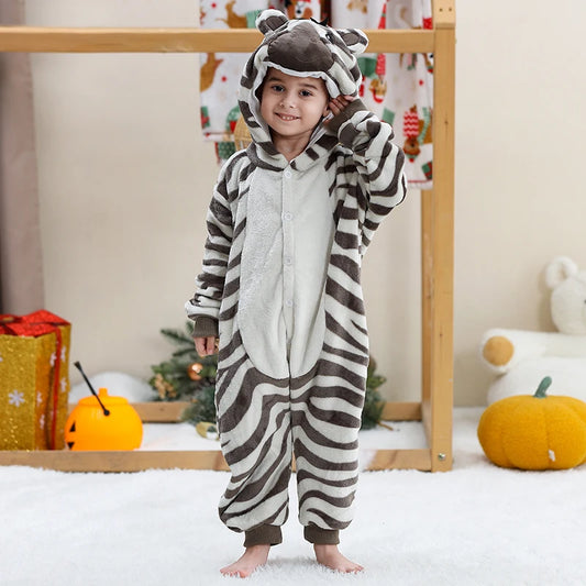 Kids Thick Hooded Zebra Onesie 2-11yrs 10205142 - Snuggle Time