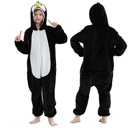 Kids Thick Hooded Penguin Onesie 2-11yrs 10205137 - Snuggle Time
