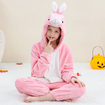 Kids Thick Hooded Pink Rabbit Onesie 2-11yrs 10205144 - Snuggle Time