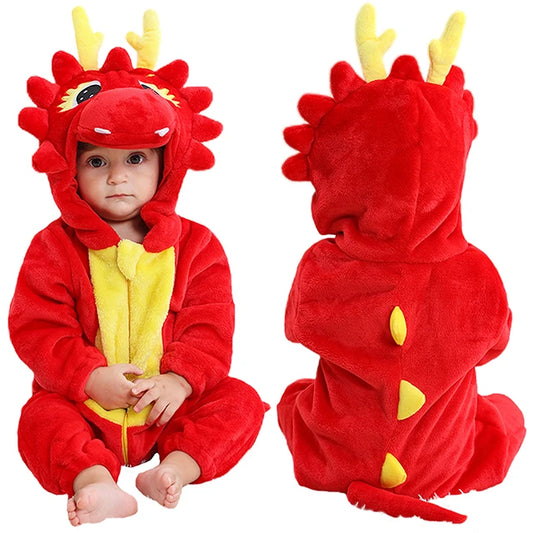 Babies Red Dragon Hooded Onesie 2-36mth 10205125 - Snuggle Time