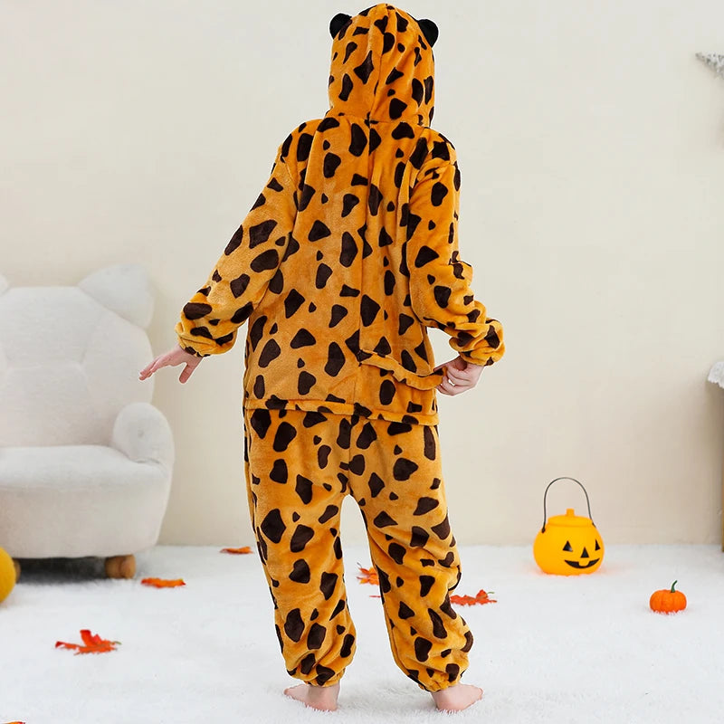 Kids Thick Hooded Leopard Onesie 2-11yrs 10205139 - Snuggle Time