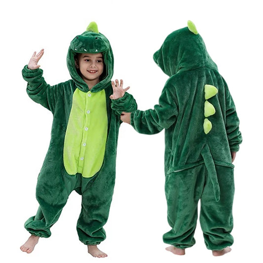 Kids Thick Hooded Dinosaur Onesie 2-11yrs 10205134 - Snuggle Time