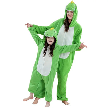 Family Dress-up Dark or Light Green Dinosaur Thick Onesie 3yrs- XL Adult 10205154 - Snuggle Time